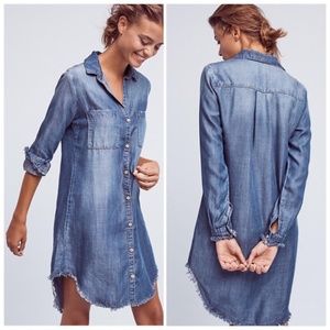Anthropologie Cloth & Stone Frayed Chambray Dress